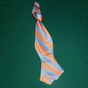 Silk Blue and Orange  Stripe Bow Tie